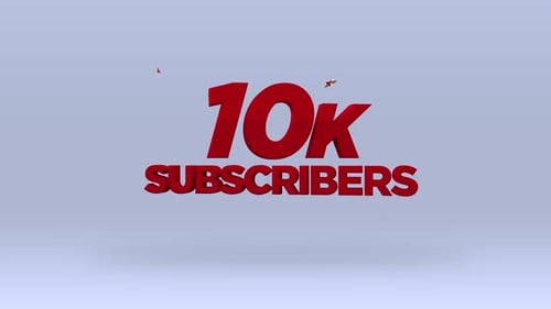 Animated 3D YouTube Icon and 10k Subscribers Text Reveal