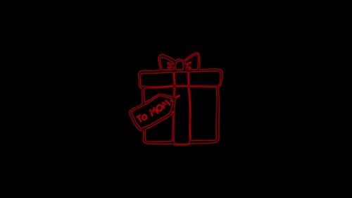 Hand Drawn Gift Box Reveal with TO MOM Tag Animation