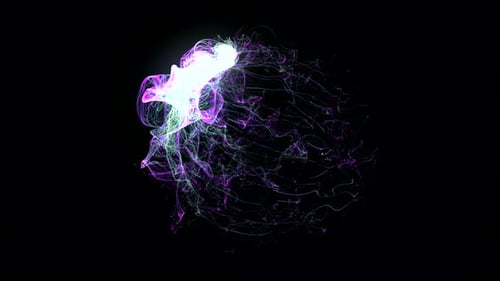 Round Ball Sphere From Flying Space Dust Nebula Background