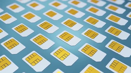 Animated Seamless Loop of SIM Cards for Technology Background