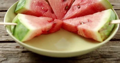 Slices of watermelon kept in plate
