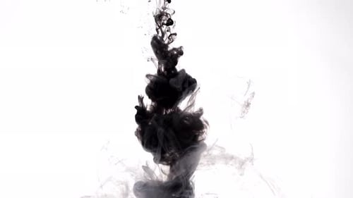 Black Ink Swirling in Clear Water - Abstract