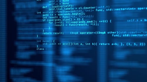 System Hacked Alert with Glitch Effect and Scrolling Code Background