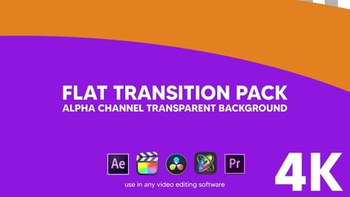 Flat Transition Pack alpha channel transparent background orange and purple color 4K