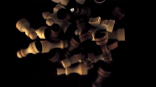 Super Slow Motion Wooden Chess Pieces are Falling