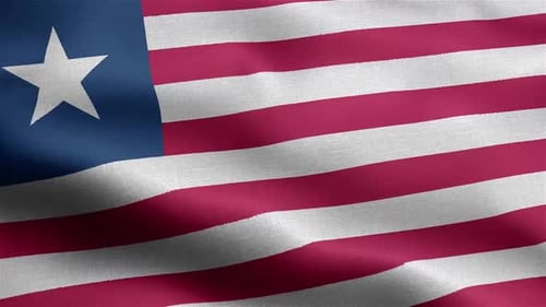 Liberia Flag Waving Loop with Realistic Fabric Texture