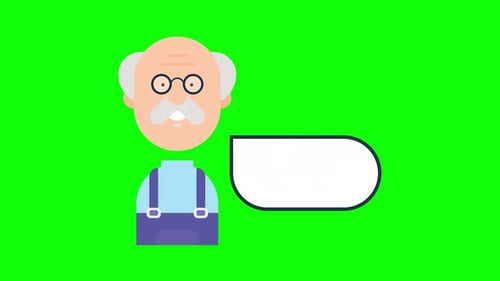 Cartoon Old Man Animated Talking Head with Speech Bubble