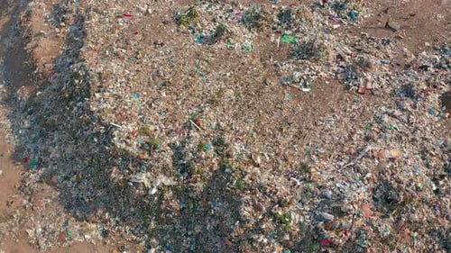 Aerial View. Garbage Pile in Trash Dump. Environmental Pollution From Consumerism Household