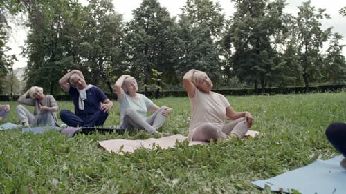 Neck Stretching in Park