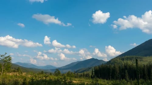 Mountain View with Clouds on a Sunny Day