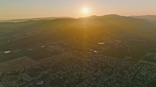 Aerial View of Vineyard Valley in Napa California United States