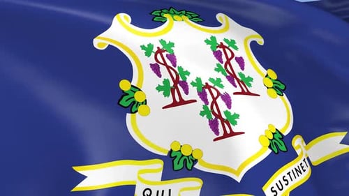 Waving Connecticut State Flag Seamless Loop Background
