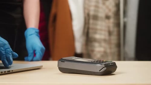 Paying with Credit Bank Card in Shop