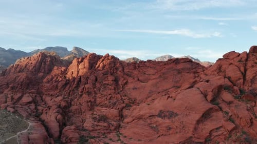 Aerial View of Red Rock Mountains Landscape