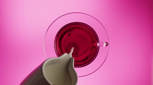 Black Tea with Milk in Cup Top View