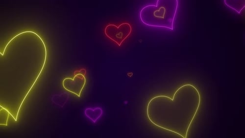 Glamour Neon Heart Shapes Particles Background Saint Valentine’s Day Seamles Loop 4K