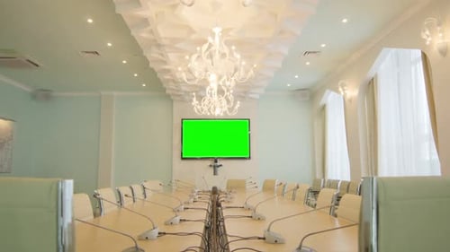 Empty Corporate Conference Room with Green Screen