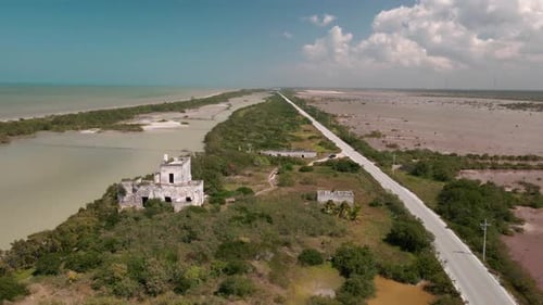 View of shoreline of Yucatan Mexico