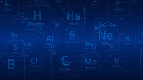 Futuristic Digital Periodic Table Elements Background Loop
