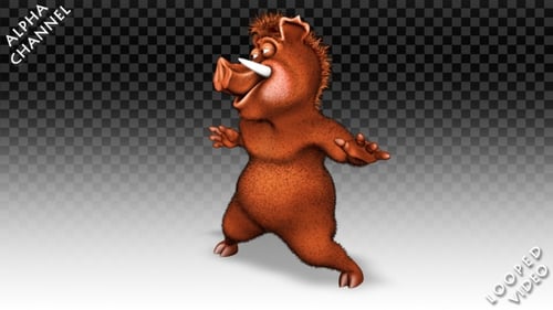 Funny 3D Cartoon Wild Boar Character Dancing Animation