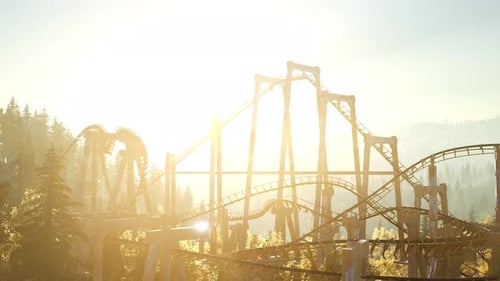Old Roller Coaster at Sunset