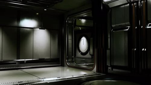 Realistischer futuristischer SciFi-Raumschiffkorridor