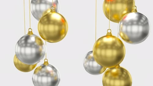 Elegant Gold and Silver Christmas Ornaments Seamless Loop