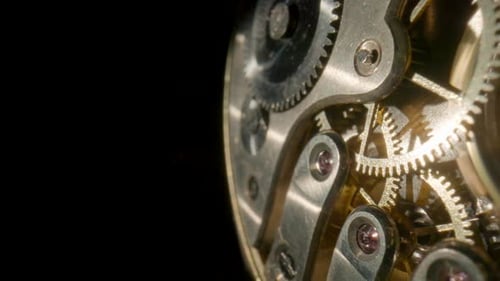 Clockwork Gears Rotating in Intricate Mechanical Display