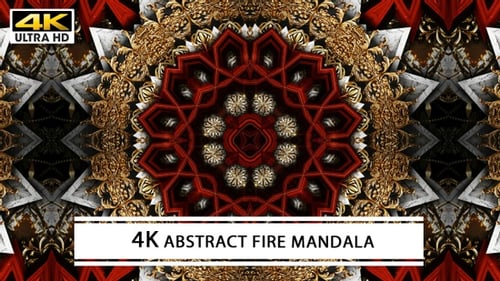 Ornate Golden Red Kaleidoscope Abstract Motion Background