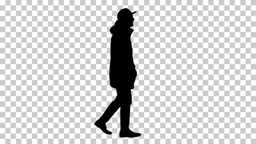 Silhouette man walking, Alpha Channel