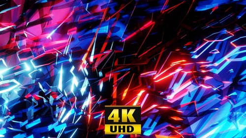Abstract Futuristic Geometric Grid with Glowing Neon Lines Animation