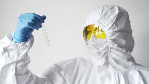 Young Caucasian Scientist Takes Samples for Covid 19 Vaccination Coronavirus Vaccine for 2019nCoV