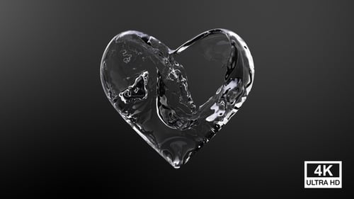 Fluid Water Heart Shape Formation Animation