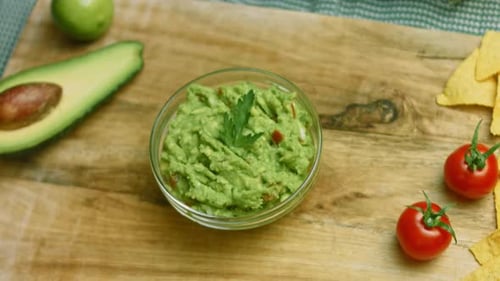 Guacamole Salad with a Piece of Parsley