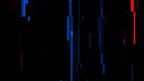 Abstract Glitch Effect with Digital Red and Blue Vertical Lines