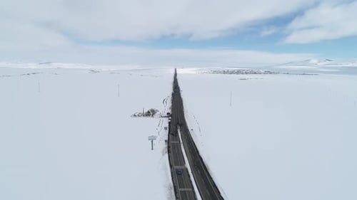 Aerial View Snowy Roads