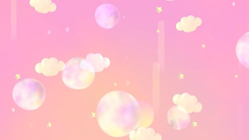 Animated Magical Bubbles and Clouds Festive Background