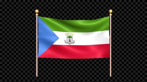 Equatorial Guinea Flag Waving with Alpha Channel Loop