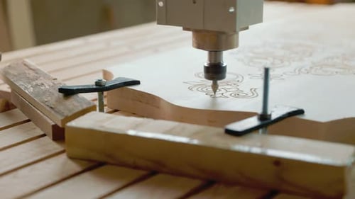 Automatic Wood Carving Machine Creating Ornate Design