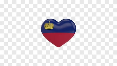Glossy 3D Liechtenstein Flag Heart Rotation Loop
