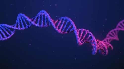 3D Rendered Neon DNA Molecule Looped Animation