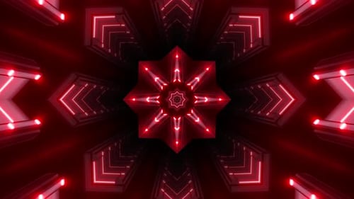 4k Red Flicker Neon Tunnel
