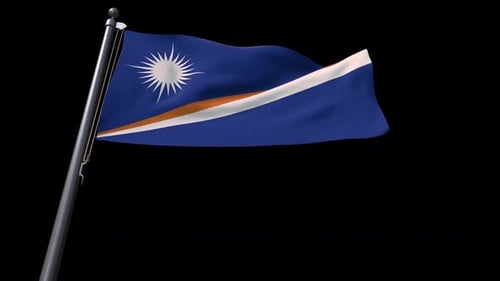 Marshall Islands Flag Waving Animation on Black Background