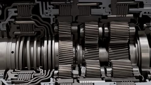 Mechanical Cross Section with Gears and Springs