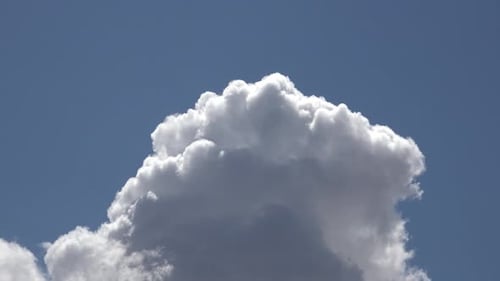 White Cumulus Cloud Moving in a Clear Blue Sky