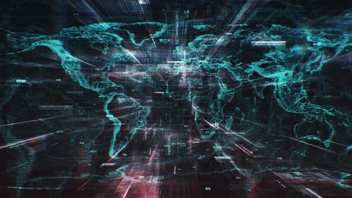 Futuristic Digital World Map Data Network Background