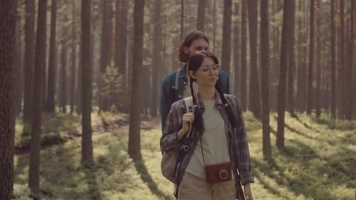 Diverse Friends Walking in Forest
