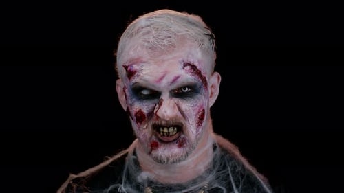 Man With Zombie Makeup and White Eye Contact