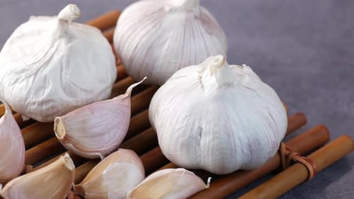 Close Up Pf Garlic on Black Background