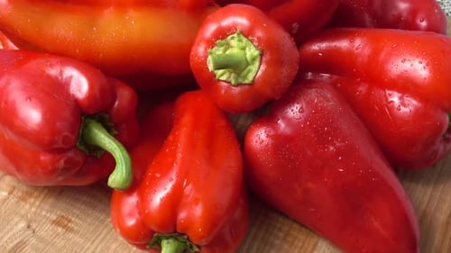 Close Up of Fresh, Red Bell Peppers